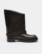 Steve Madden Кожени ботуши с декоративна каишка Тъмнокафяв