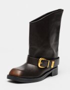Steve Madden Кожени ботуши с декоративна каишка Тъмнокафяв