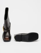Steve Madden Кожени ботуши с декоративна каишка Тъмнокафяв