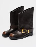 Steve Madden Кожени ботуши с декоративна каишка Тъмнокафяв