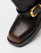Steve Madden Кожени ботуши с декоративна каишка Тъмнокафяв