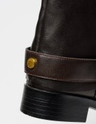 Steve Madden Кожени ботуши с декоративна каишка Тъмнокафяв