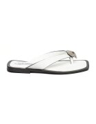 Steve Madden Кожени чехли с метален детайл - Бял/Сребрист