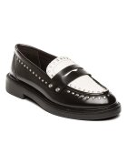 Steve Madden Кожени мокасини Harloe с нитове Слонова кост/Черен