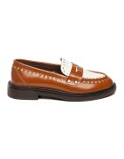 Steve Madden Кожени мокасини Harloe с нитове - Слонова кост/Канелено кафяво