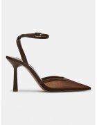 Steve Madden Кожени обувки с ток и тънка каишка - Тъмнокафяв/Светло бежово