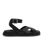 Steve Madden Кожени равни сандали - Черен/Сиво-кафяв
