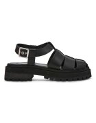 Steve Madden Кожени равни сандали с тока Черен