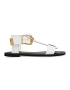Steve Madden Кожени равни сандали с тока - Черен/Бял