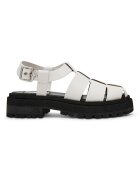 Steve Madden Кожени равни сандали с тока Черен/Мръснобял