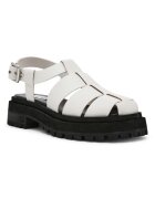 Steve Madden Кожени равни сандали с тока Черен/Мръснобял