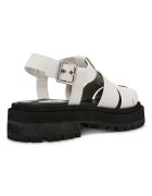 Steve Madden Кожени равни сандали с тока Черен/Мръснобял