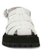 Steve Madden Кожени равни сандали с тока Черен/Мръснобял