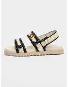Steve Madden Кожени сандали Mona със сплетени зони - Слонова кост/Черен