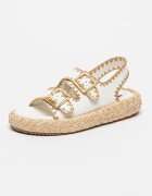 Steve Madden Кожени сандали с отворена пета Бял/Бежов