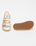Steve Madden Кожени сандали с отворена пета Бял/Бежов