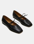Steve Madden Лачени кожени пантофки с квадратен връх Черен