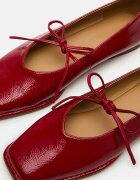 Steve Madden Лачени кожени пантофки с квадратен връх Тъмночервен