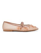 Steve Madden Мрежести пантофки с флорални апликации - Прашно розово/Прозрачен