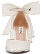 Steve Madden Обувки Fiorela с ток и уголемена панделка Слонова кост