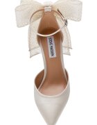 Steve Madden Обувки Fiorela с ток и уголемена панделка Слонова кост