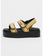 Steve Madden Сандали Bigmona с равна платформа и велкро - Черен/Сламеножълт
