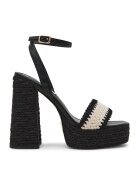 Steve Madden Сандали с каишка с тока на глезена и квадратен връх - Слонова кост/Черен