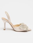 Steve Madden Сатенени обувки Lovie с декоратини камъни Слонова кост