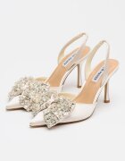 Steve Madden Сатенени обувки Lovie с декоратини камъни Слонова кост