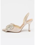 Steve Madden Сатенени обувки Lovie с декоратини камъни - Слонова кост