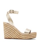 Steve Madden Скосени сандали от кожа и еко кожа - Златист/Бежов