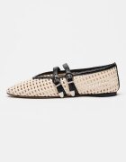 Steve Madden Сплетени пантофки Laney Mary Jane Черен/Светло бежово