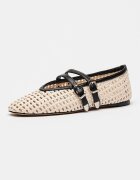 Steve Madden Сплетени пантофки Laney Mary Jane Черен/Светло бежово
