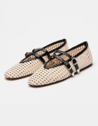 Steve Madden Сплетени пантофки Laney Mary Jane Черен/Светло бежово