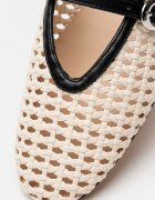 Steve Madden Сплетени пантофки Laney Mary Jane Черен/Светло бежово