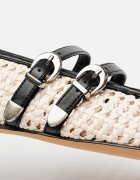 Steve Madden Сплетени пантофки Laney Mary Jane Черен/Светло бежово