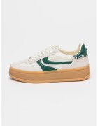 Steve Madden Спортни обувки с равна платформа и велур - Бял/Тъмнозелен/Мръснобял