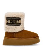 Steve Madden Велурени боти St Moritz - Коняк кафяв/Крем
