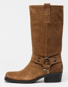 Steve Madden Велурени ботуши до прасеца Ruskin Светлокафяв