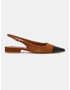 Steve Madden Велурени обувки с отворена пета и контрастна кожа - Черен/Канелено кафяво