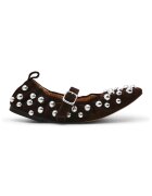 Steve Madden Велурени пантофки Sunrays Mary Janes с капси - Тъмнокафяв -