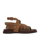 Steve Madden Велурени сандали с ресни и мъниста - Кафяв
