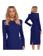 Stylove Миди рокля - S412 Черна - Кръгло деколте - Дълги ръкави