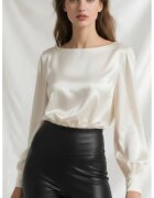 Sugar Couture Bluza din amestec de matase cu decolteu barcuta Luna