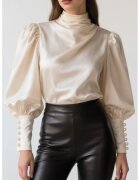 Sugar Couture Bluza din amestec de matase cu guler inalt Aurora