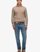 Superdry & Co Памучен пуловер с овално деколте Бежов