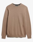 Superdry & Co Памучен пуловер с овално деколте Бежов