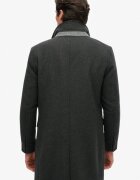 Superdry & Co SUPERDRY Слим палто с вълна с дизайн 2в1 Антрацитно сиво