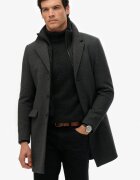 Superdry & Co SUPERDRY Слим палто с вълна с дизайн 2в1 Антрацитно сиво