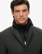 Superdry & Co SUPERDRY Слим палто с вълна с дизайн 2в1 Антрацитно сиво